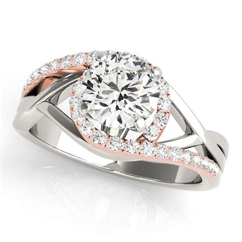 12ct Halo Two Tone Intertwined Womens Diamond Weddingengagement Ring