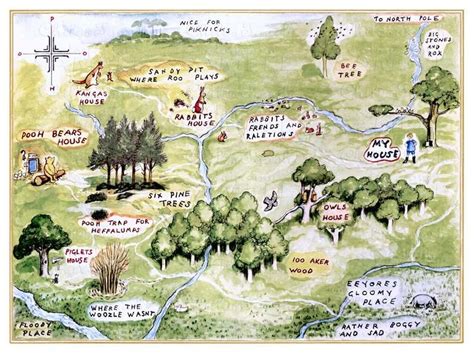 100 Aker Woods Vintage Version Large Map Of 100 Aker Woods Etsy
