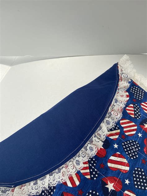 Patriotic Red White Blue Table Topper Aprox 20 In Wtrim Etsy