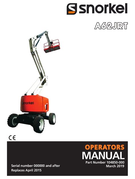 Snorkel A62jrt Boom Lift Operators Manual Manualslib