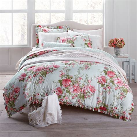 Cloak Your Bed In Rich Cotton Sateen — This Print Of Clustered Cabbage Roses On A Pale Blue