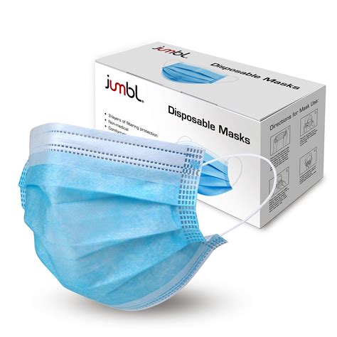 Buy Jumbl Blue Disposable Face Masks Pack Of Protective Ply Breathable Comfortable Nose