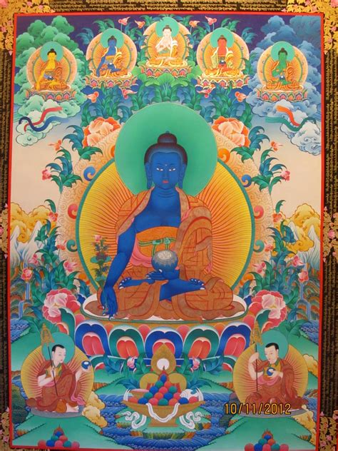 Medicine Buddha Thangkanepali Thangkatibetan Thangkablue Bodied