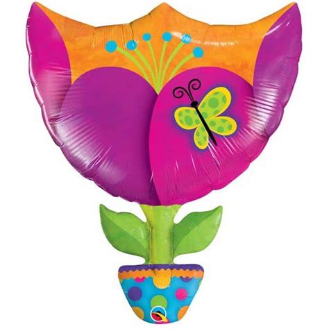Entscheidet man sich für den kauf einer gerbera im topf, sollte man darauf achten, dass die blätter der pflanze ein gesundes grün haben. Blume im Topf ' Fantastische Tulpe' Folienballon- 89cm | Luftballon Shop
