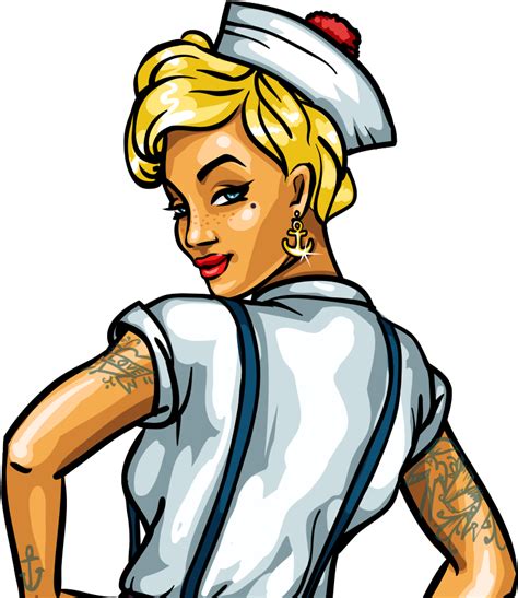 Download Tattoo Girl Png Sexy Pin Up Sailor Girl Clipart 4853911