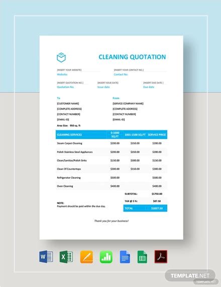 Cleaning Service Quotation 12 Examples Format Pdf Examples