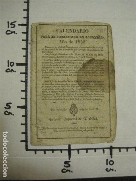 Calendario Almanaque Para El Año 1830 Princip Comprar Calendarios