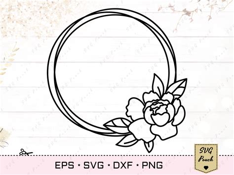 Peony Flower Circle Frame Cut File Svg By Svgpouch Thehungryjpeg