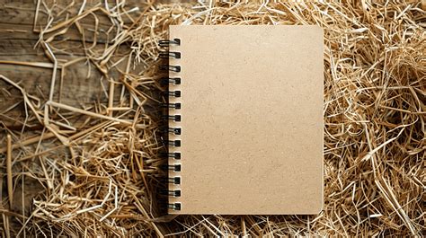 Spiral Notebook Placed On Straw Background Background Blank Book