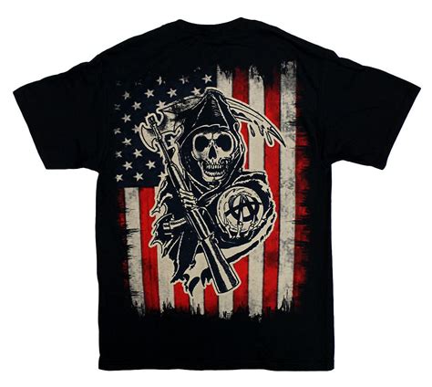 Sons Of Anarchy Soa Skull And Flag T Shirt Flag Tshirt Sons Of