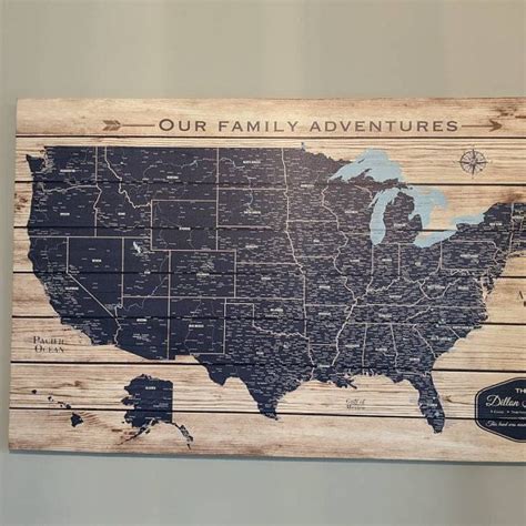 Rustic Push Pin Usa Map Personalized Canvas Travel T Etsy In 2020
