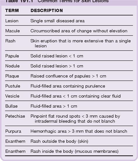 Dermatology Rash Terms