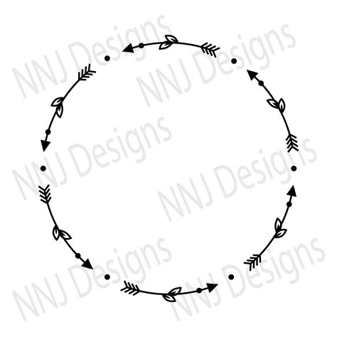 Circle Arrow Wreath Svg Round Monogram Frame Silhouette Cricut Etsy