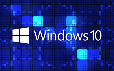 Windows 10 White Text Logo On Blue Squares Wallpaper Computer