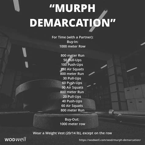In a nod to the workout's military roots—it's named for lt. "Murph Demarcation" WOD | Wod workout, Crossfit workouts ...