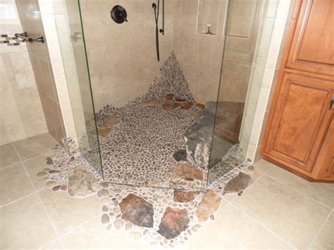 Custom Tiled Shower With Pebble Floor Harrisburg Pa
