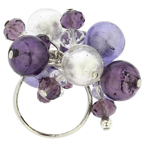 Murano Rings Sorgente Murano Glass Ring Purple