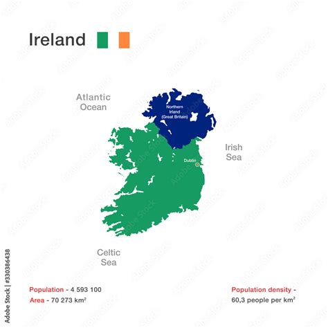 Vector Image Map Of Ireland Statistics Of Population Area And