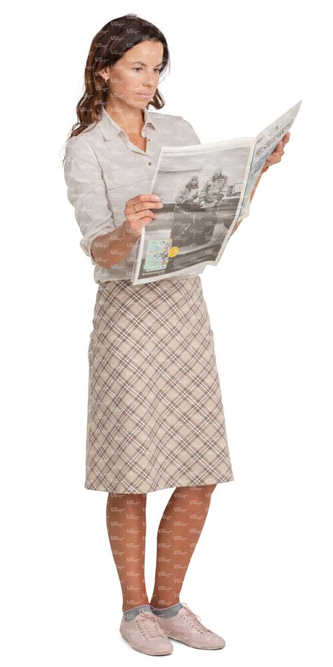 Woman Standing And Reading A Newspaper Vishopper