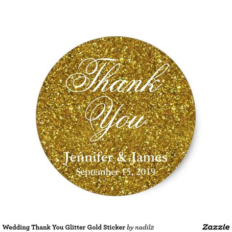 Wedding Thank You Glitter Gold Sticker Vintage Wedding Favors Wedding