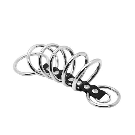 Romeonight Stainless Steel Leather Time Delay Rings 7 Rings Set