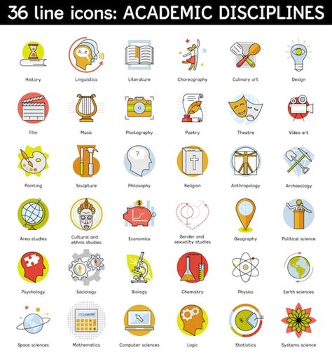 Premium Vector Set Of Academic Disciplines Icons