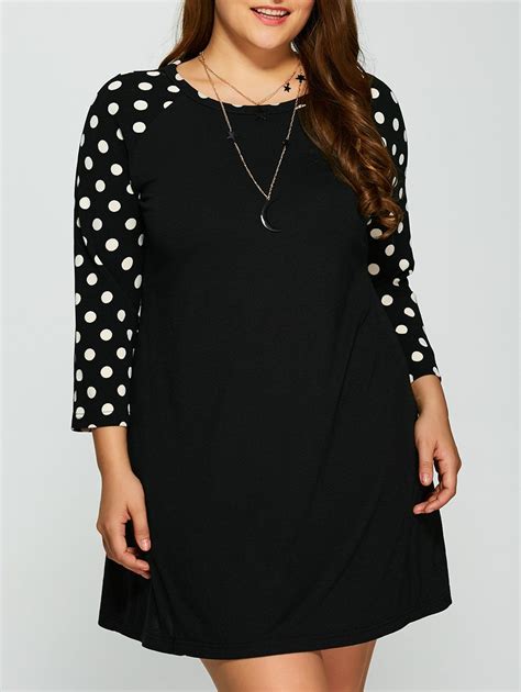 Plus Size Polka Dot Sleeve Mini Dress Mini Dress With Sleeves Short