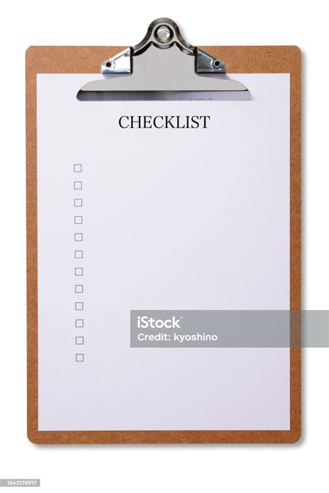 Isolated Shot Of Wooden Clipboard With Checklist On White Background
