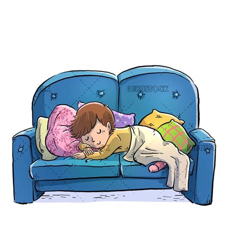 Niño Pequeño Durmiendo En El Sofá Dibustock Ilustraciones Infantiles