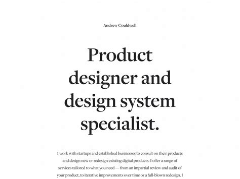 Simple Product Designer Portfolio Website By Andrew Couldwell On Dribbble