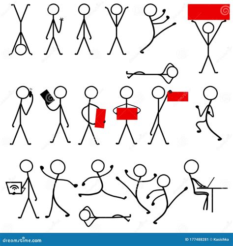 Set Of Vector Stick Figures Stock Vector Illustration Of Pointing