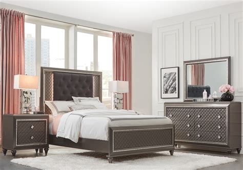 Modern & contemporary bedroom sets : Diamond Falls Gray 5 Pc Queen Panel Bedroom - Contemporary