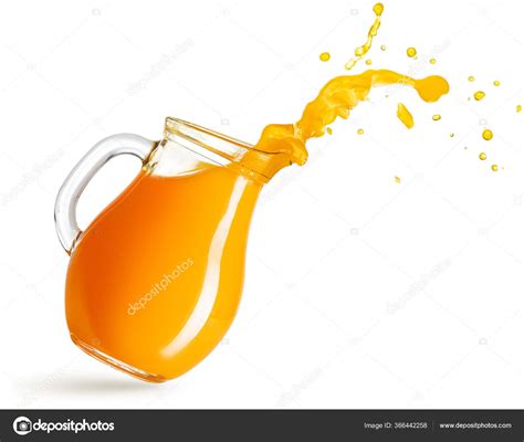 Flying Pitcher Spilling Orange Juice Isolated White Stock Photo By