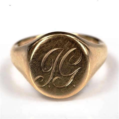 A Heavy Late Th Century Ct Gold Signet Ring Maker S Mark Barnebys