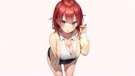 Original Characters Redhead Schoolgirl Cleavage Big