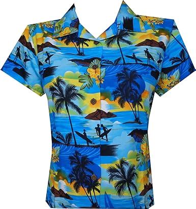 ALVISH Damen Hawaii Hemd Aloha Beach Top Bluse Schwimmen Casual Hawaii Shirt für Frauen Amazon