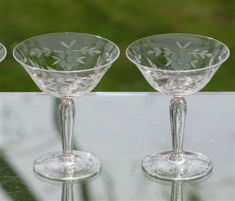 vintage etched liquor cocktail glasses set of 4 3 oz after dinner drink glasses ~ cocktail