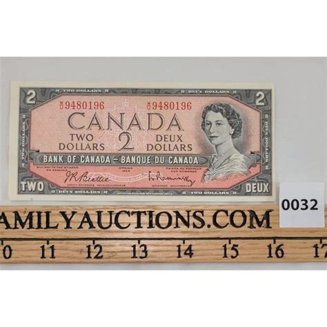1954 Canadian 2 Banknote