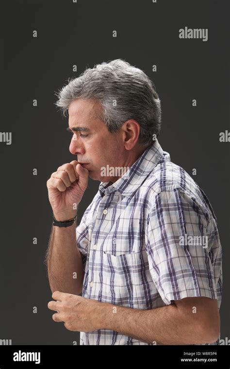 Senior Man Coughing Stock Photo Alamy