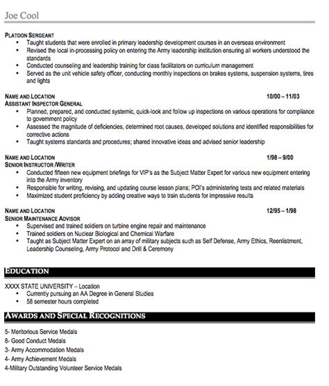 Military Resume Sample Free Resume Template Professional Military