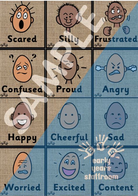 Emotion Face Cards Early Years Resources Hessian Background