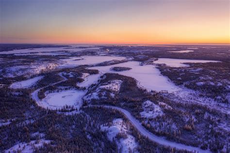 Sub Arctic Sunset Over Yellowknife Nwt Canada Rpics