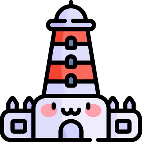Aveiro Lighthouse Kawaii Lineal Color Icon