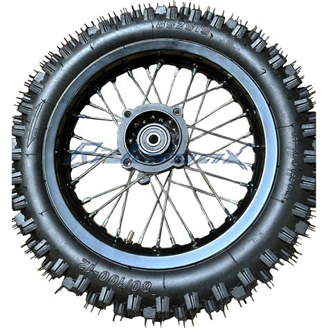12 Rear Wheel Assembly 30 12 Aluminum Black Rim 12mm Axle Wheel Dirt