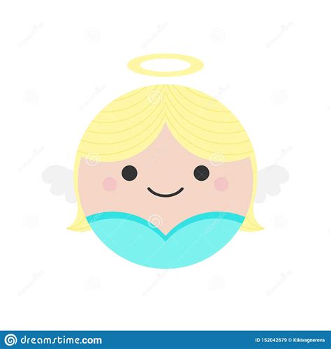 Cute Angel Round Vector Icon Stock Vector Illustration Of Funny Flat