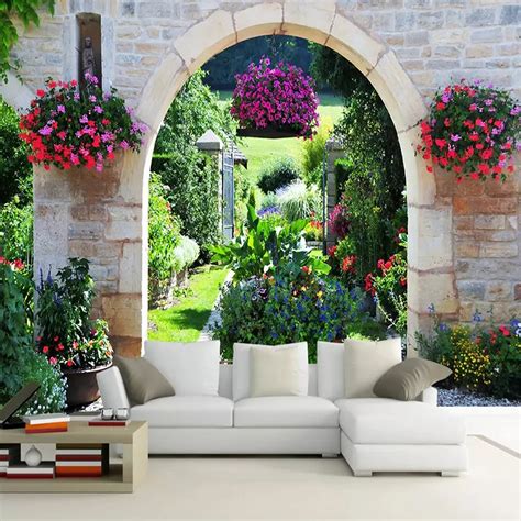 Custom Wall Mural Wallpaper Printing Mediterranean Garden Scenery 3d
