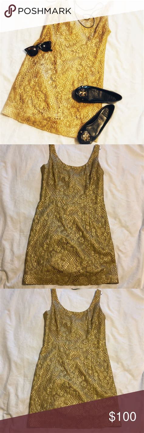 Lilly Pulitzer Gold Embroidered Sleeveless Dress Fashion Clothes