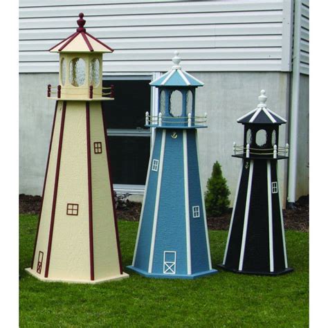 Yard Lighthouse With Light Electric Decoration Custom Painted Wood