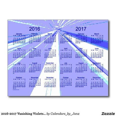 2016 2017 Vanishing Violets Mini Calendar By Janz Postcard Business