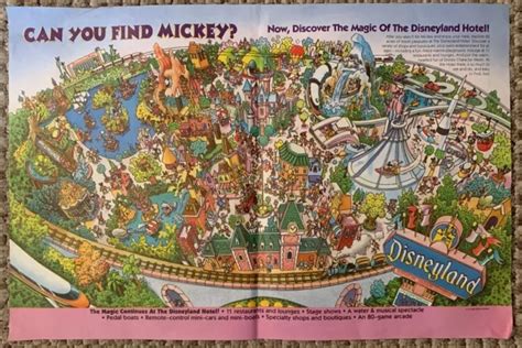 Rare Vintage Disneyland Mickey Paper Placemat Map Splash Mountain